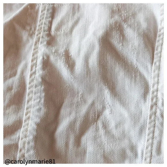 PENCEY OffWhite Denim Stud Embellished Moto Jacket Size M 100% Cotton Asymmetric - Picture 7 of 12